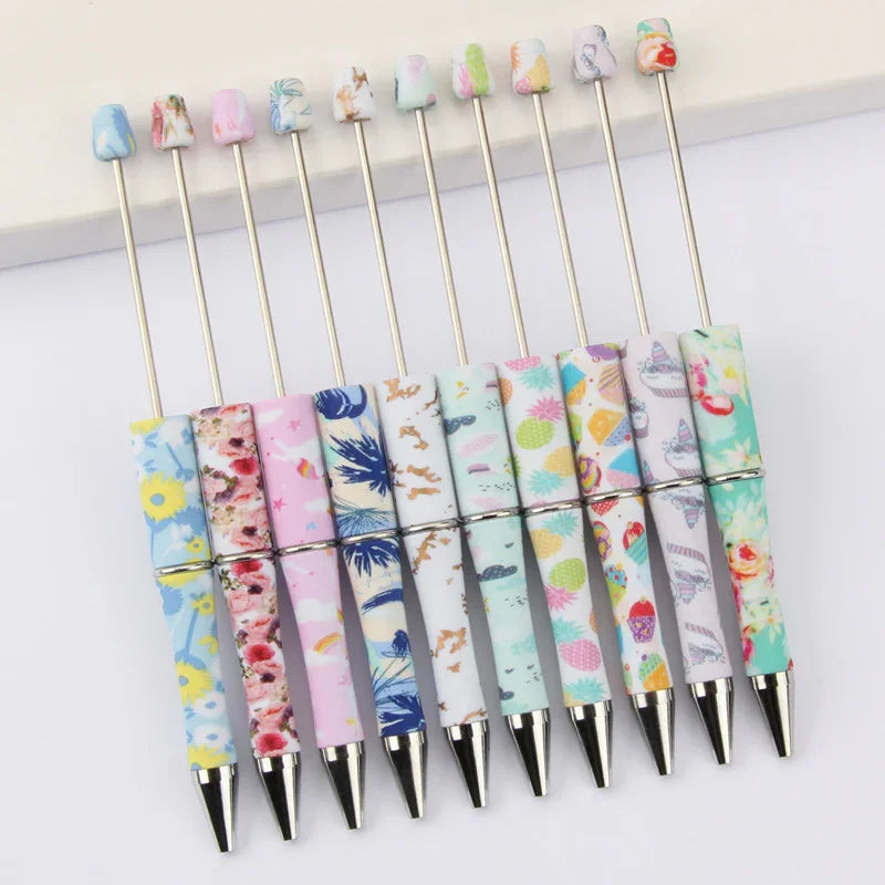 Printed Bead Pen Creative Cow and Tiger Pattern Ballpoint Pen | DIY Beadable Pen Craft Gift Idea