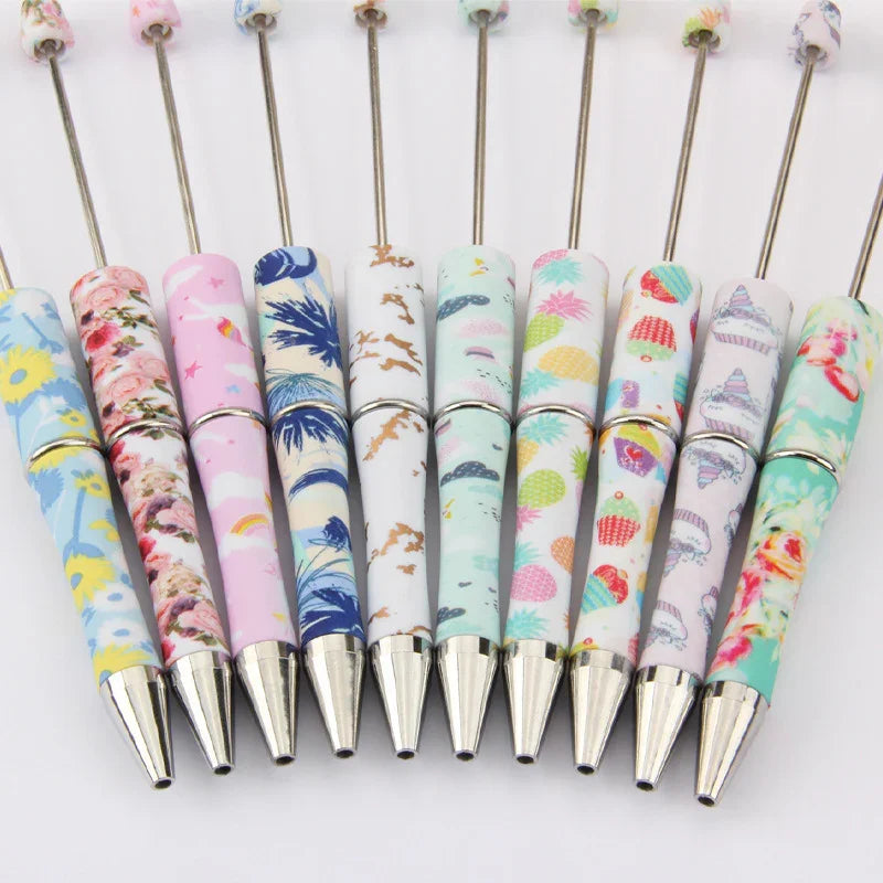 Printed Bead Pen Creative Cow and Tiger Pattern Ballpoint Pen | DIY Beadable Pen Craft Gift Idea