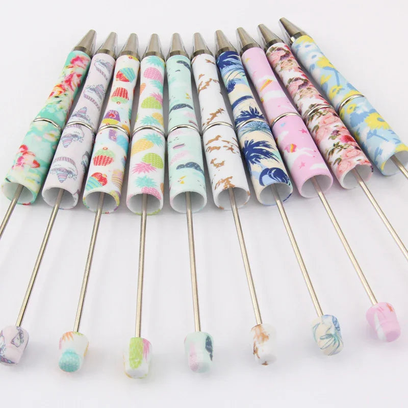 Printed Bead Pen Creative Cow and Tiger Pattern Ballpoint Pen | DIY Beadable Pen Craft Gift Idea