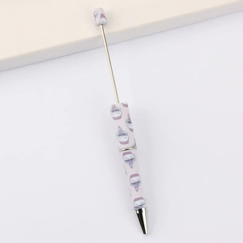 Printed Bead Pen Creative Cow and Tiger Pattern Ballpoint Pen | DIY Beadable Pen Craft Gift Idea