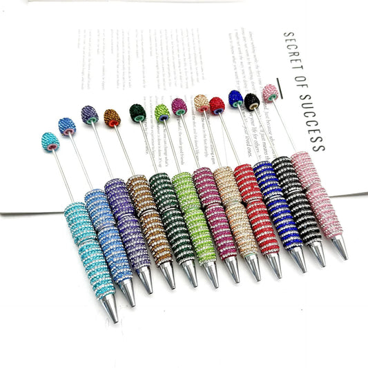 Striped diamond bead pen Fun rotating full diamond cute Beadable-pens