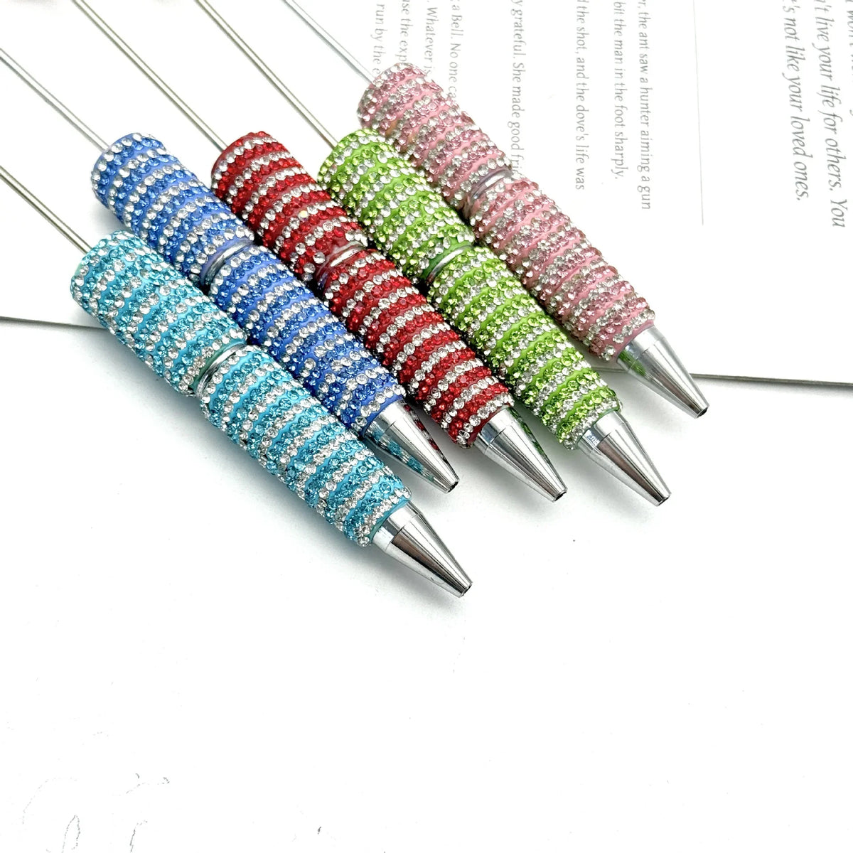 Striped diamond bead pen Fun rotating full diamond cute Beadable-pens | DIY Beadable Pen Craft Gift Idea