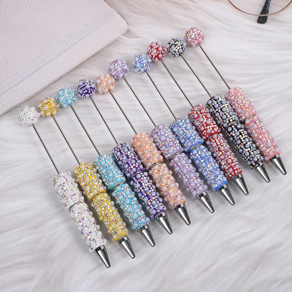 Pearl-encrusted diamond ballpoint pen | DIY Beadable Pen Craft Gift Idea