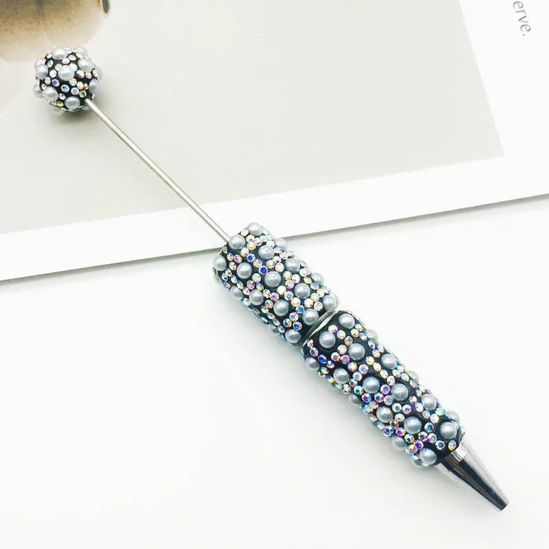 Pearl-encrusted diamond ballpoint pen | DIY Beadable Pen Craft Gift Idea