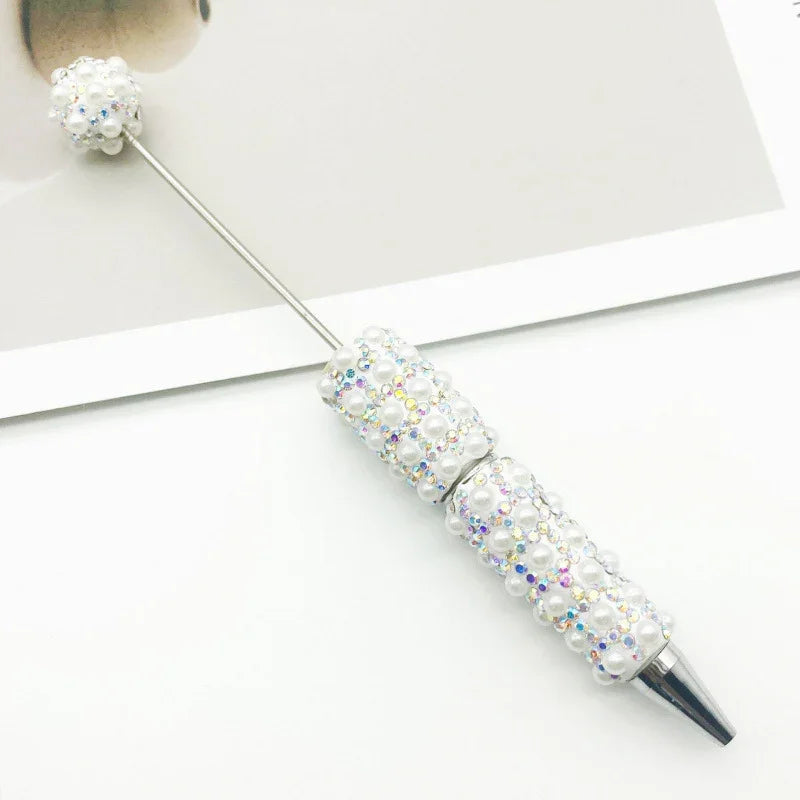 Pearl-encrusted diamond ballpoint pen