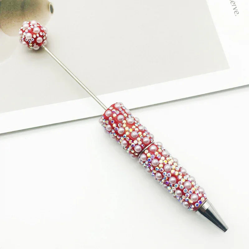 Pearl-encrusted diamond ballpoint pen