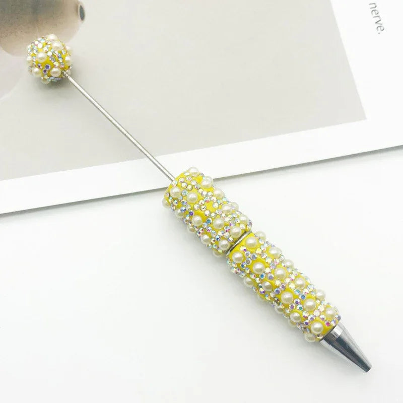 Pearl-encrusted diamond ballpoint pen | DIY Beadable Pen Craft Gift Idea