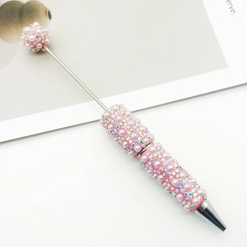 Pearl-encrusted diamond ballpoint pen | DIY Beadable Pen Craft Gift Idea