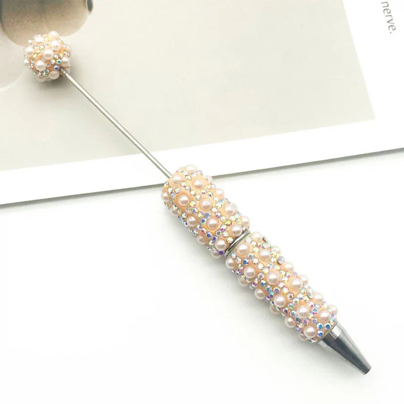 Pearl-encrusted diamond ballpoint pen