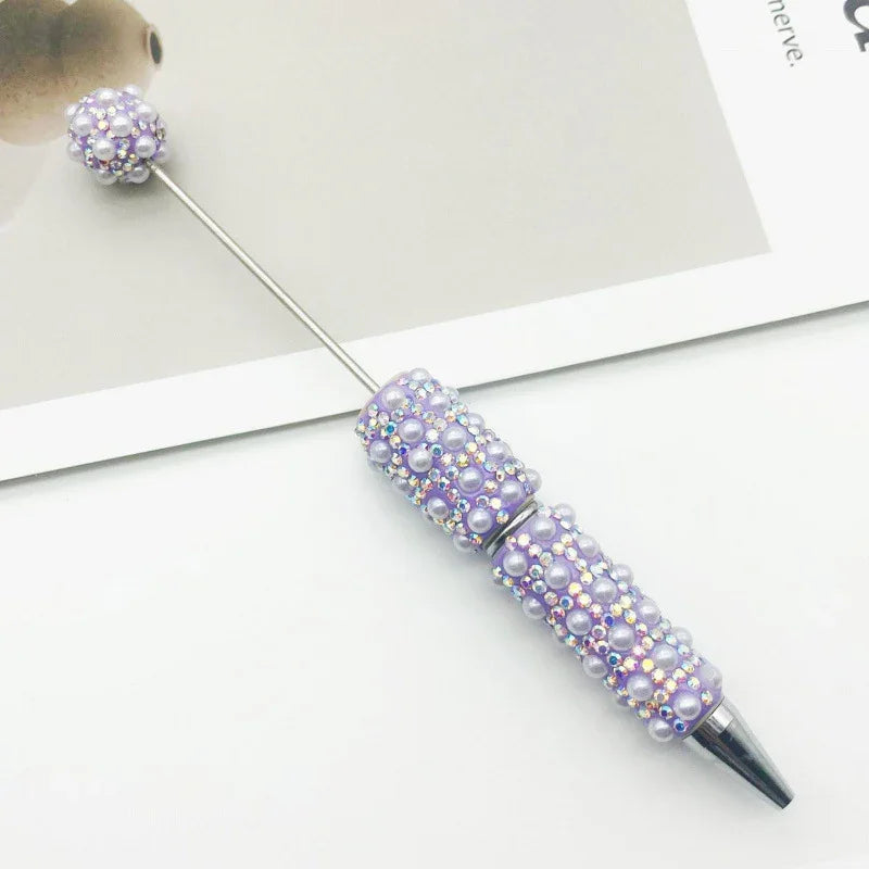 Pearl-encrusted diamond ballpoint pen | DIY Beadable Pen Craft Gift Idea