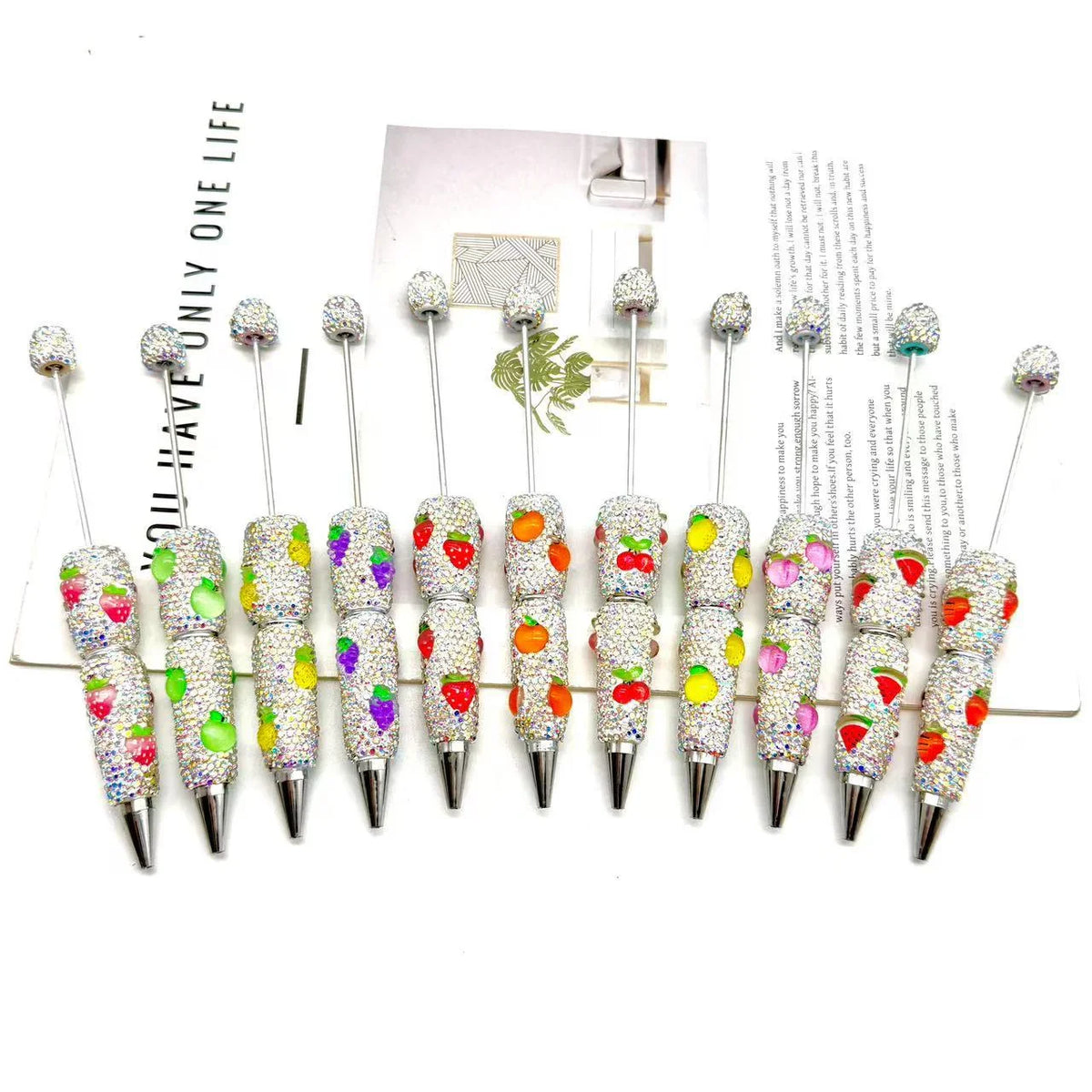 Fruit full diamond ballpoint pen Educational clay full diamond ballpoint pen | DIY Beadable Pen Craft Gift Idea