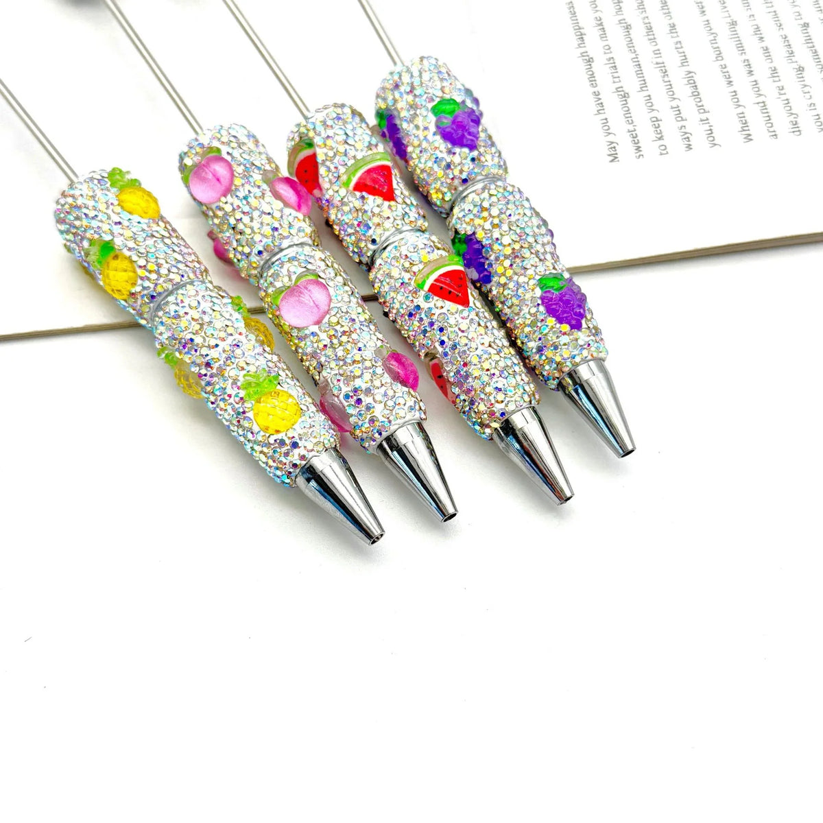 Fruit full diamond ballpoint pen Educational clay full diamond ballpoint pen | DIY Beadable Pen Craft Gift Idea