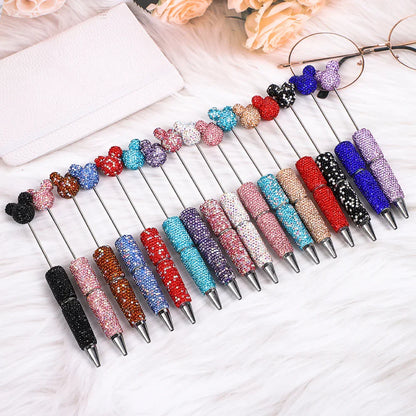 Mickey Mouse head full diamond bead pen Creative cartoon beaded diamond ballpoint pen