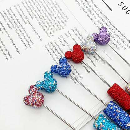 Mickey Mouse head full diamond bead pen Creative cartoon beaded diamond ballpoint pen