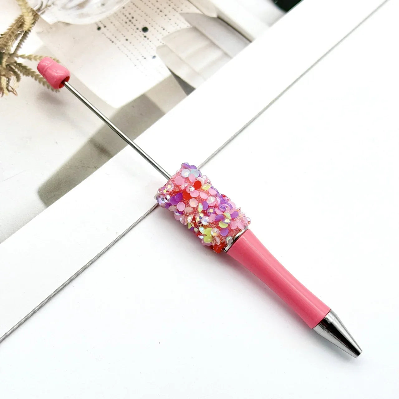 Sequin bead pen ins colorful resin ballpoint pen