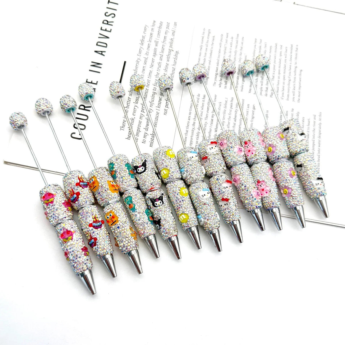 Cartoon diamond bead pen creative Labubu Halloween ballpoint pen | DIY Beadable Pen Craft Gift Idea