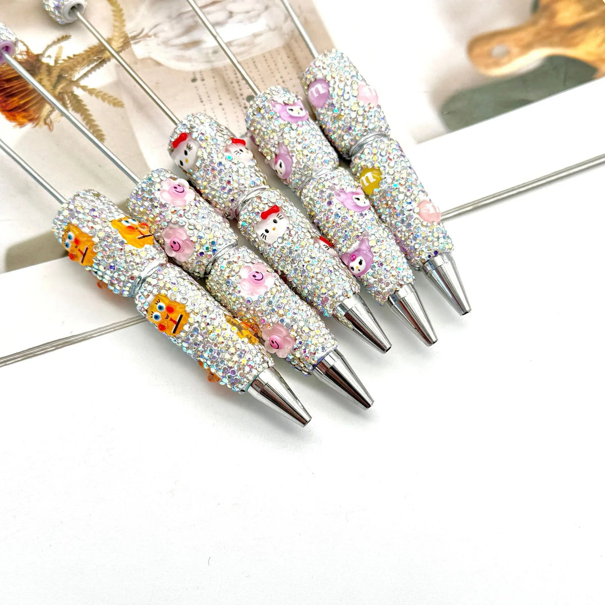 Cartoon diamond bead pen creative Labubu Halloween ballpoint pen | DIY Beadable Pen Craft Gift Idea