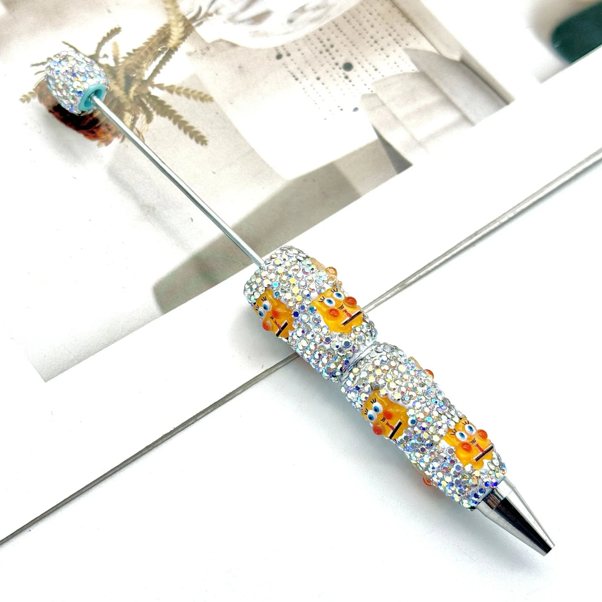 Cartoon diamond bead pen creative Labubu Halloween ballpoint pen | DIY Beadable Pen Craft Gift Idea