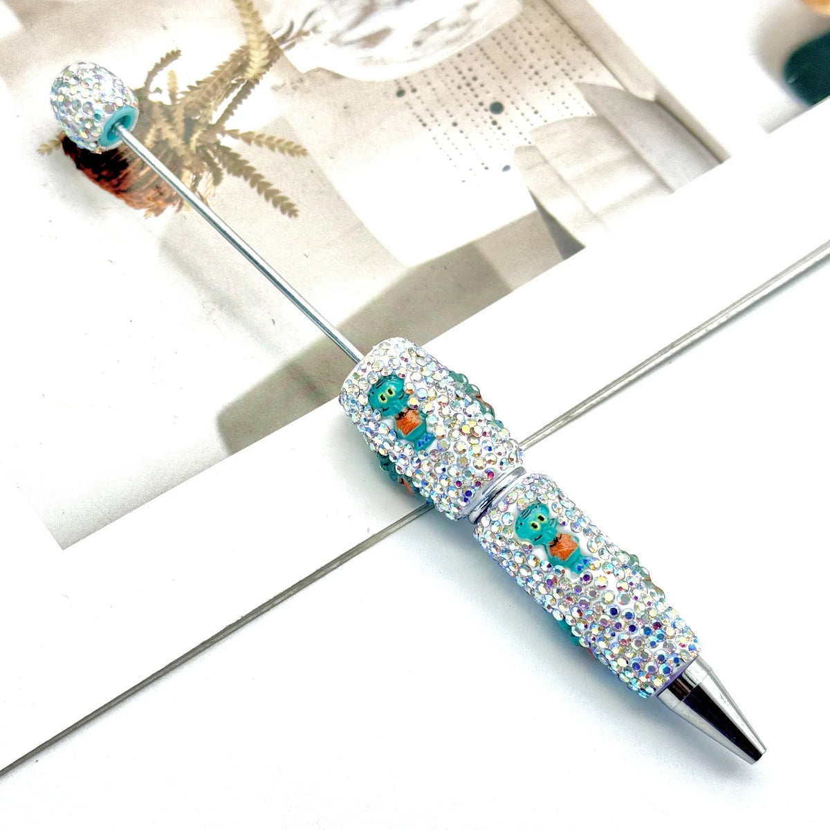 Cartoon diamond bead pen creative Labubu Halloween ballpoint pen | DIY Beadable Pen Craft Gift Idea