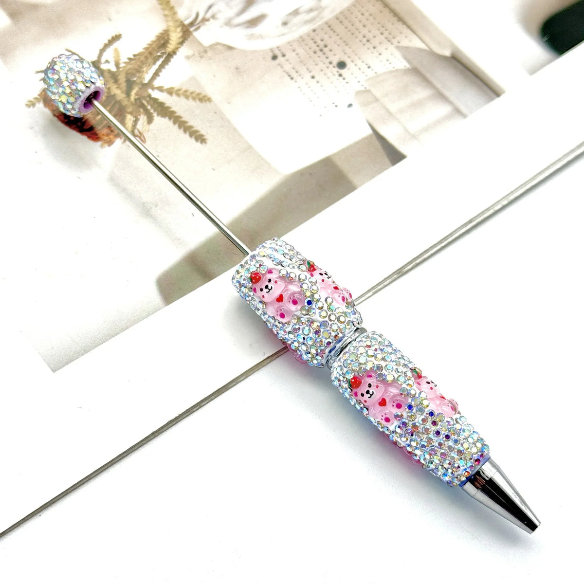 Cartoon diamond bead pen creative Labubu Halloween ballpoint pen | DIY Beadable Pen Craft Gift Idea
