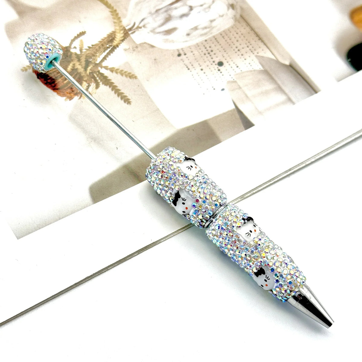 Cartoon diamond bead pen creative Labubu Halloween ballpoint pen | DIY Beadable Pen Craft Gift Idea