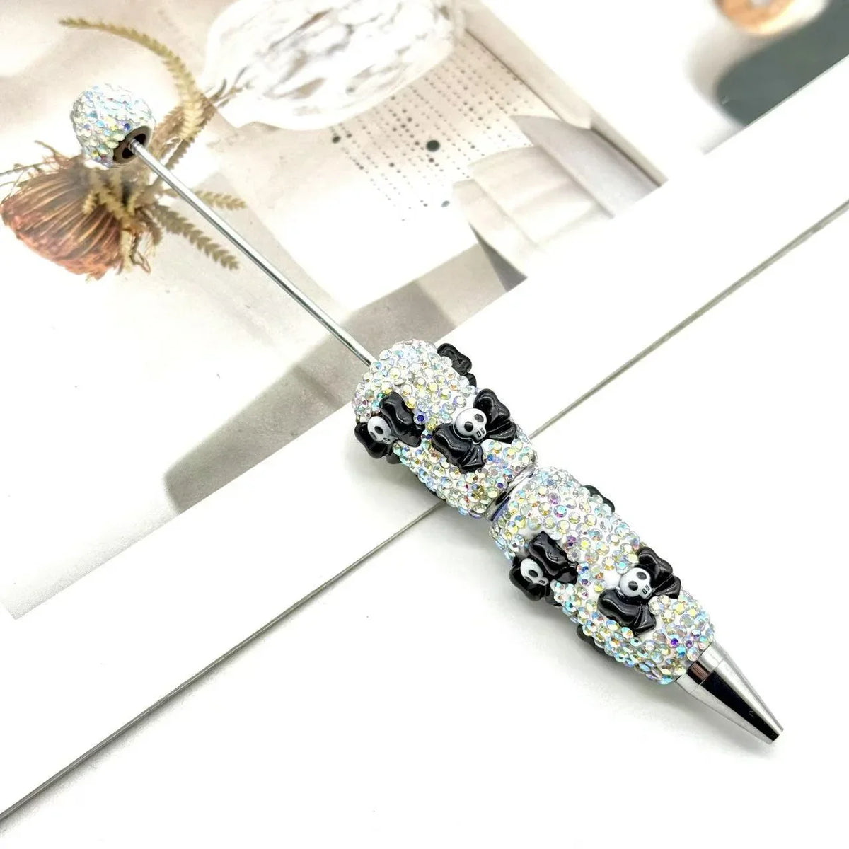 Cartoon diamond bead pen creative Labubu Halloween ballpoint pen | DIY Beadable Pen Craft Gift Idea