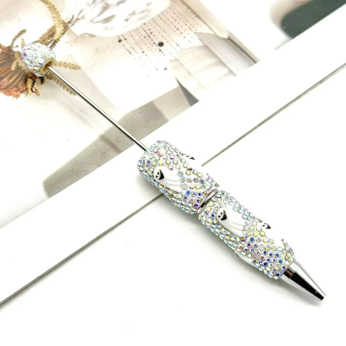 Cartoon diamond bead pen creative Labubu Halloween ballpoint pen | DIY Beadable Pen Craft Gift Idea
