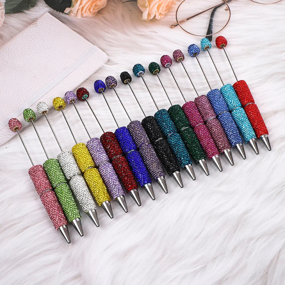 Solid color full diamond bead pen handmade full diamond threadable ballpoint pen | DIY Beadable Pen Craft Gift Idea