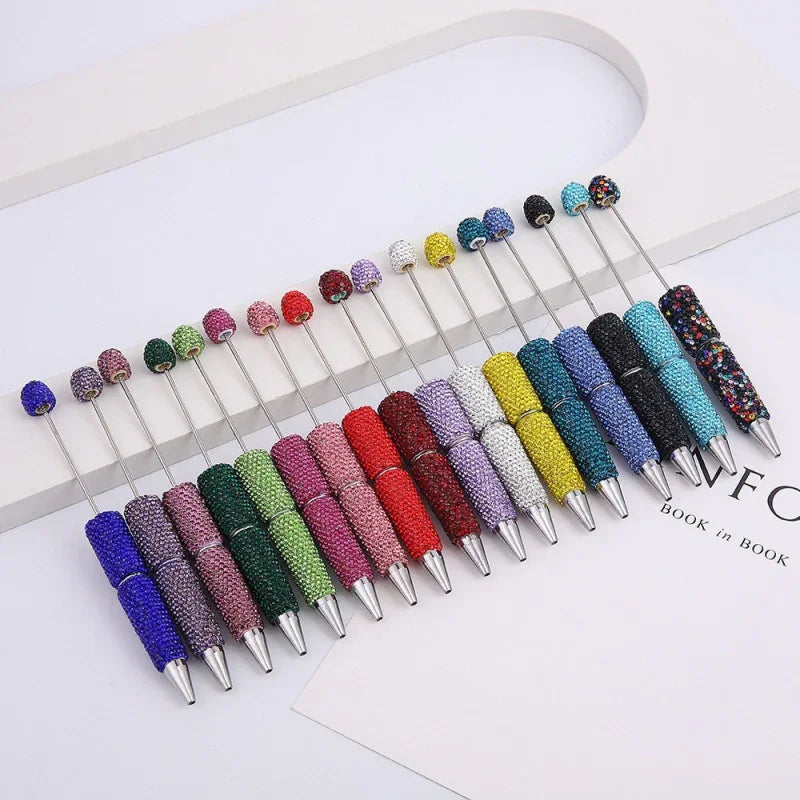 Solid color full diamond bead pen handmade full diamond threadable ballpoint pen | DIY Beadable Pen Craft Gift Idea