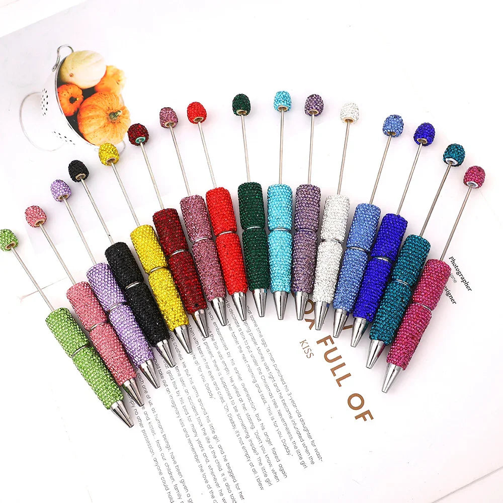 Solid color full diamond bead pen handmade full diamond threadable ballpoint pen | DIY Beadable Pen Craft Gift Idea
