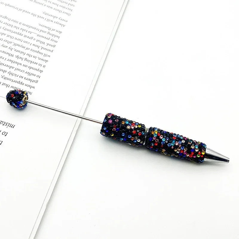 Solid color full diamond bead pen handmade full diamond threadable ballpoint pen