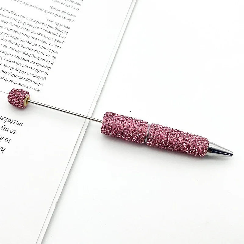 Solid color full diamond bead pen handmade full diamond threadable ballpoint pen
