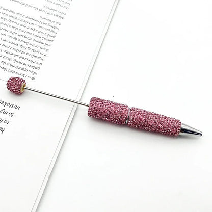 Solid color full diamond bead pen handmade full diamond threadable ballpoint pen
