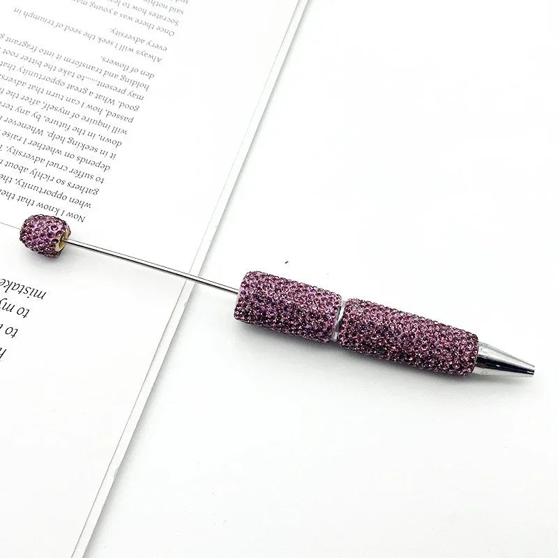 Solid color full diamond bead pen handmade full diamond threadable ballpoint pen