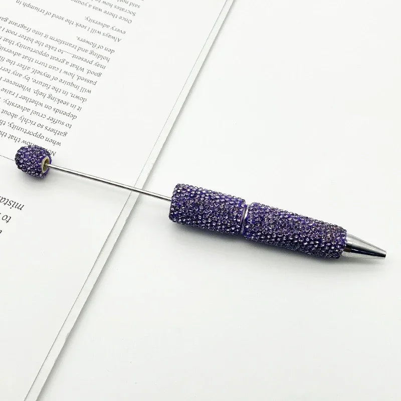 Solid color full diamond bead pen handmade full diamond threadable ballpoint pen