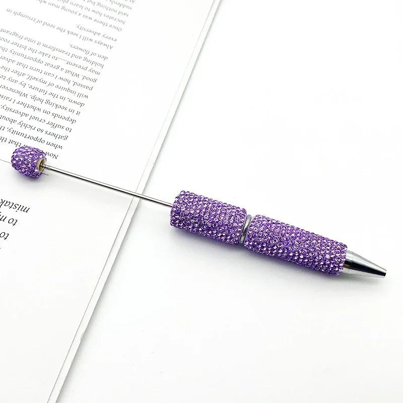 Solid color full diamond bead pen handmade full diamond threadable ballpoint pen | DIY Beadable Pen Craft Gift Idea