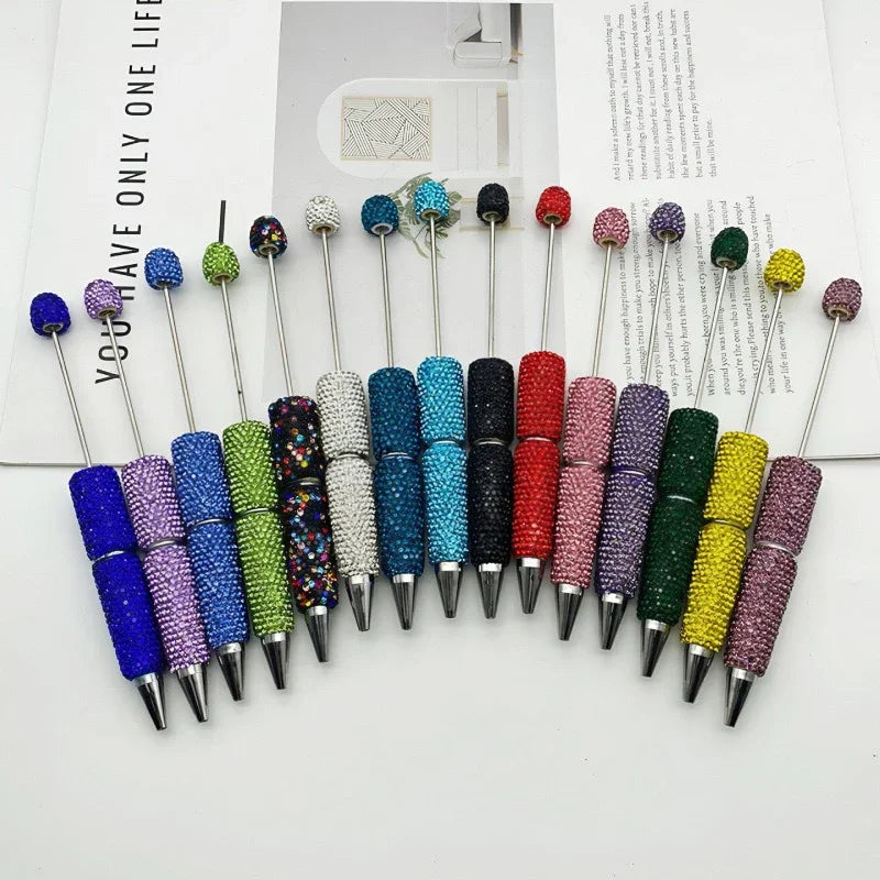 Solid color full diamond bead pen handmade full diamond threadable ballpoint pen | DIY Beadable Pen Craft Gift Idea