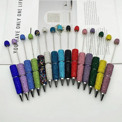 Solid color full diamond bead pen handmade full diamond threadable ballpoint pen