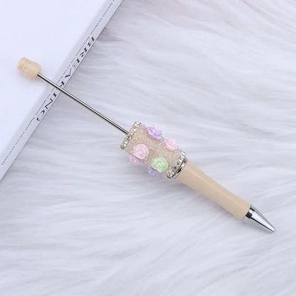 Sugar Flower Bead Pen Educational Rose Twirl Ballpoint Pen