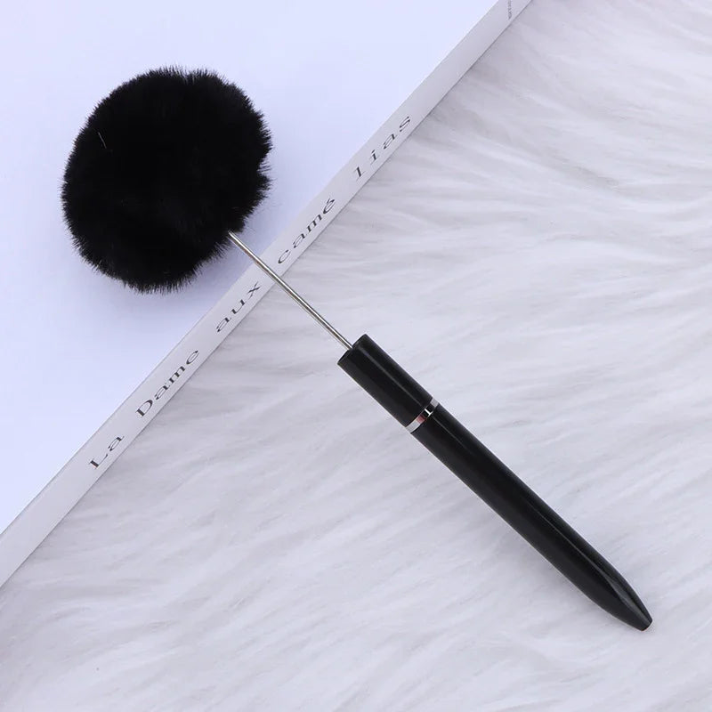 Long hair ball bead pen ins macaron color furry rotating ballpoint pen