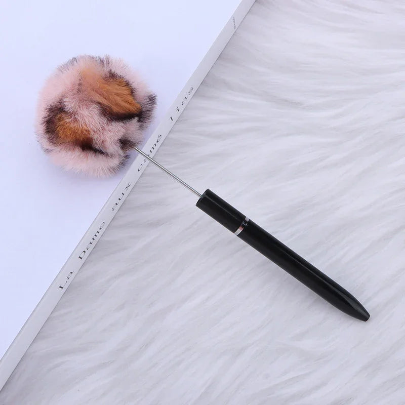 Long hair ball bead pen ins macaron color furry rotating ballpoint pen
