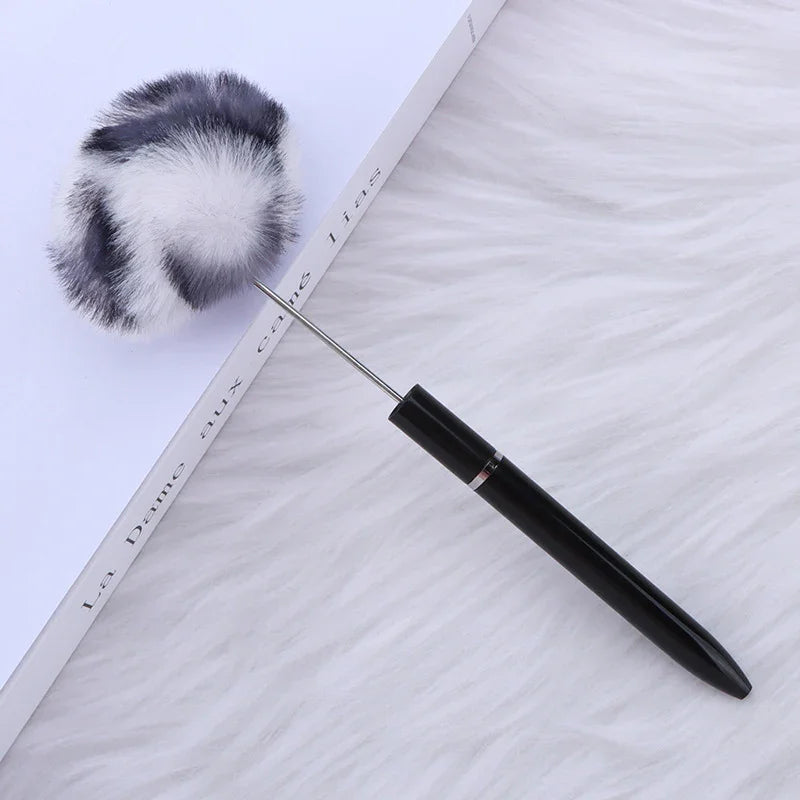 Long hair ball bead pen ins macaron color furry rotating ballpoint pen