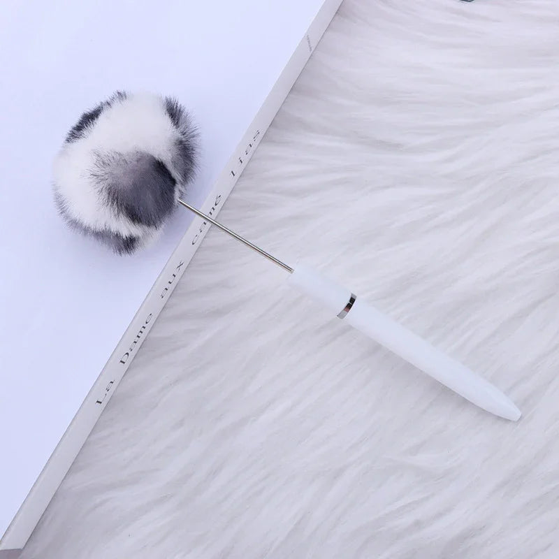 Long hair ball bead pen ins macaron color furry rotating ballpoint pen