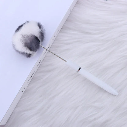 Long hair ball bead pen ins macaron color furry rotating ballpoint pen