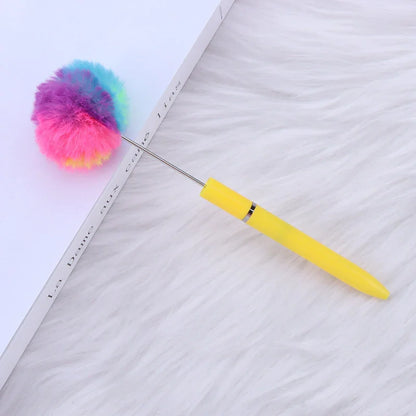 Long hair ball bead pen ins macaron color furry rotating ballpoint pen