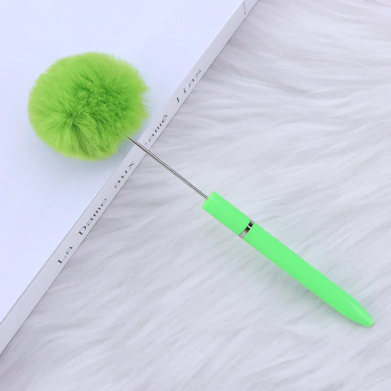 Long hair ball bead pen ins macaron color furry rotating ballpoint pen
