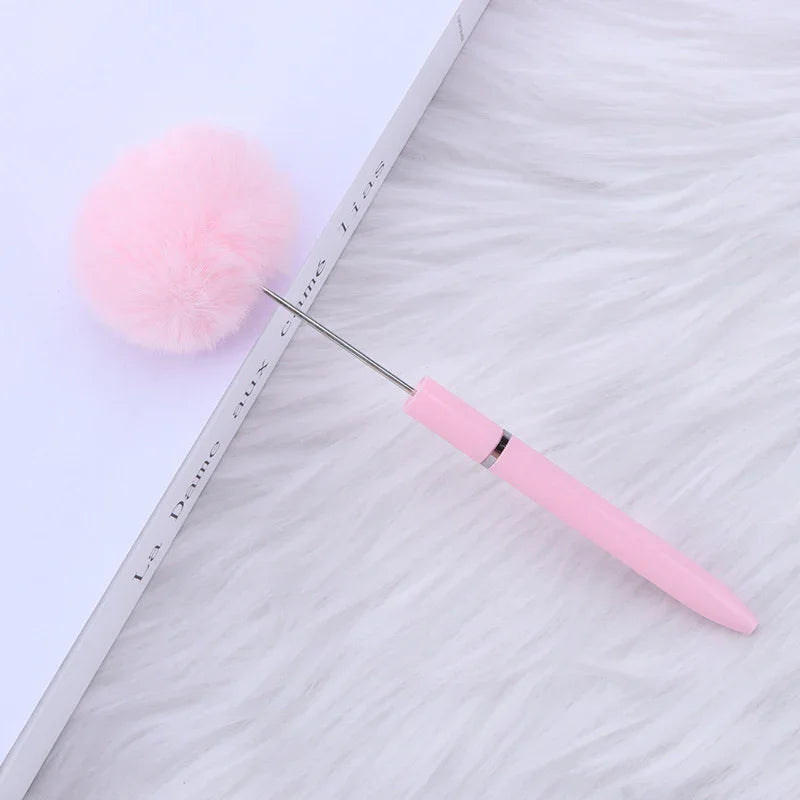 Long hair ball bead pen ins macaron color furry rotating ballpoint pen