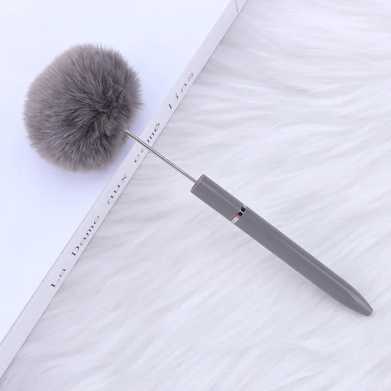 Long hair ball bead pen ins macaron color furry rotating ballpoint pen