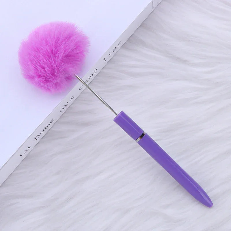 Long hair ball bead pen ins macaron color furry rotating ballpoint pen