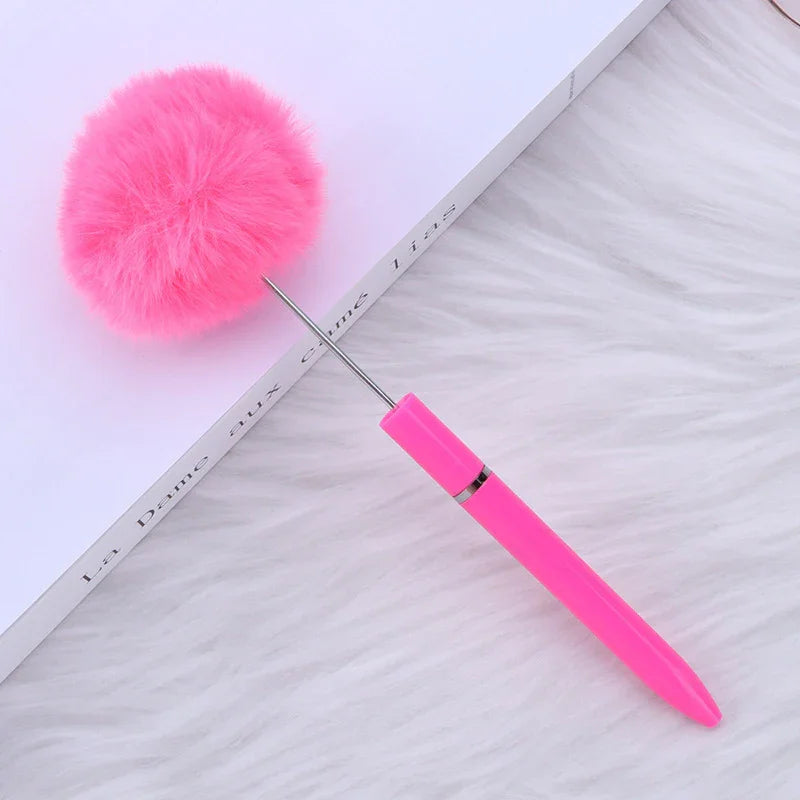 Long hair ball bead pen ins macaron color furry rotating ballpoint pen